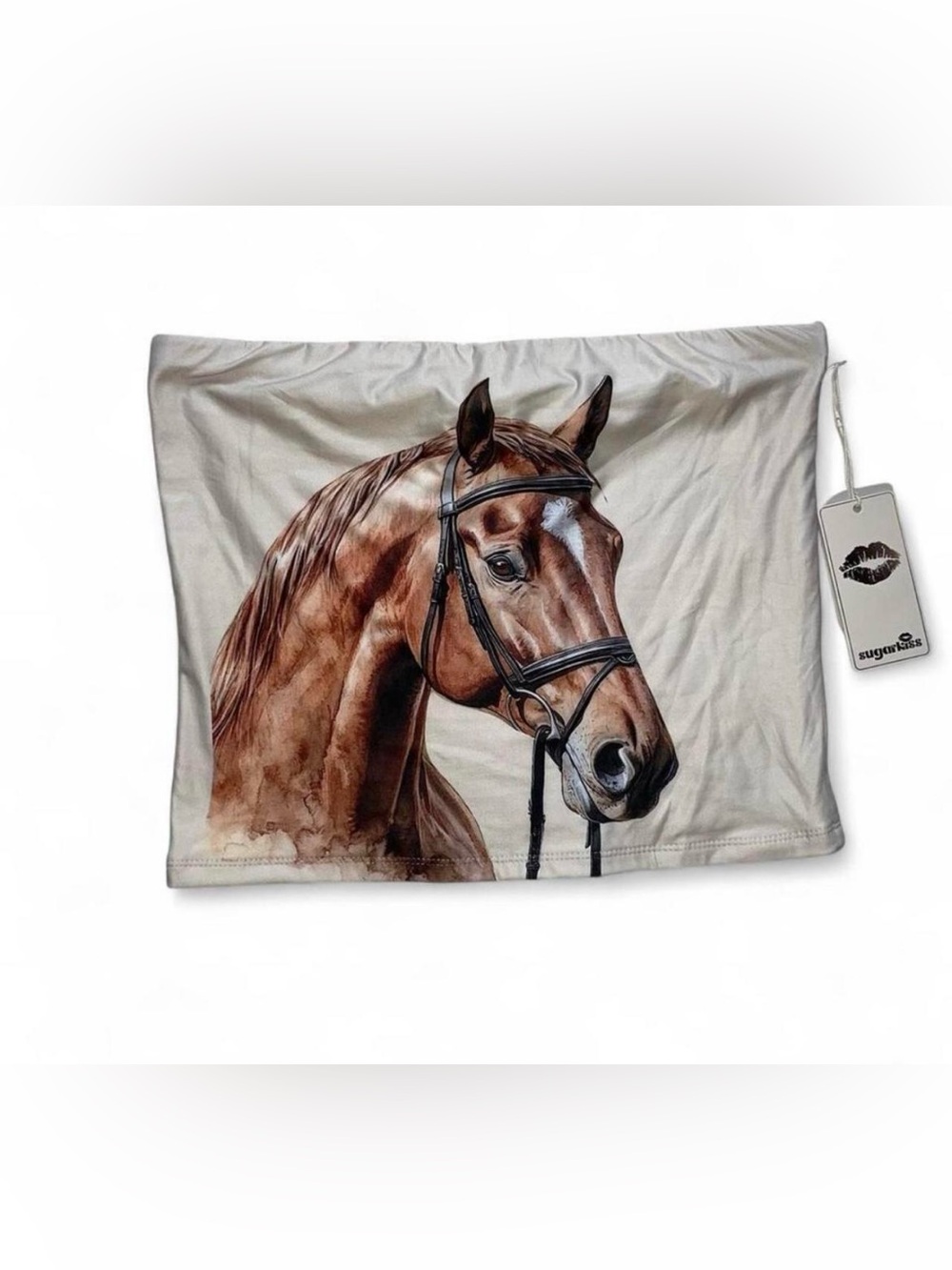 Tan Brown stunning Horse strapless tube top in size XL. Brand new